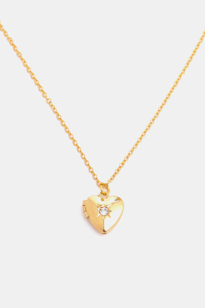 Zircon Heart Shape 14K Gold-Plated Pendant Necklace