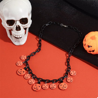 Halloween Skull Ghost Necklace - Spooky Charm Jewelry - Fashions Envy