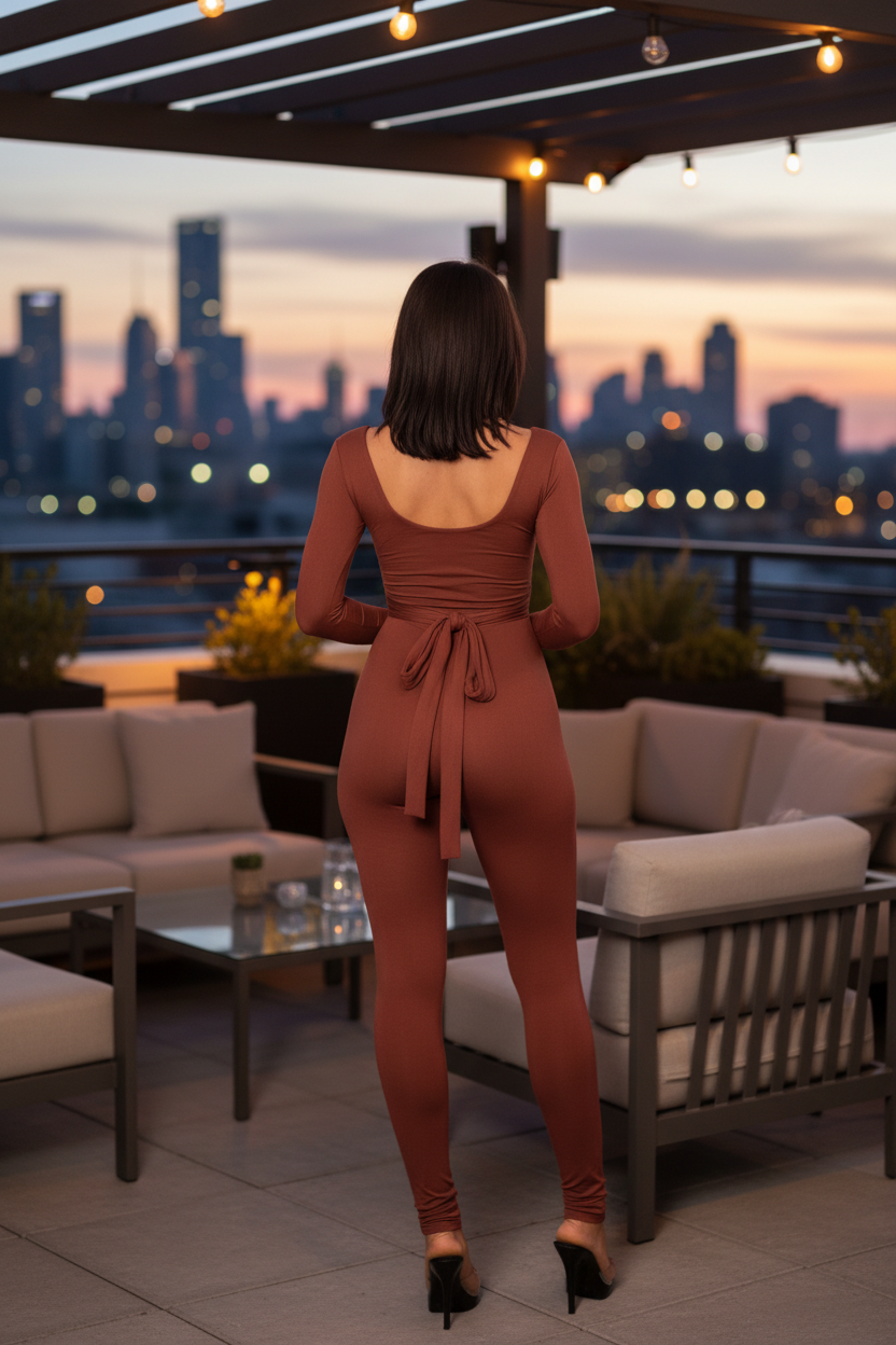 Front Shirring Back Tie - Back View Lifestyle