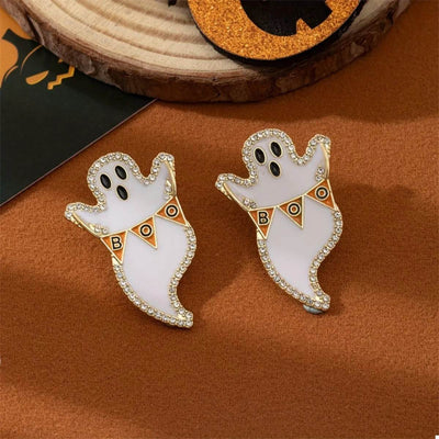 Trendsi Ghost and Pumpkin Dangle Earrings with sparkling rhinestones for Halloween celebrations