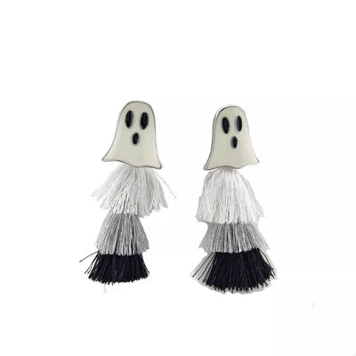 Trendsi Ghost and Pumpkin Dangle Earrings with Charming Ghost Motif and Colorful Tassels