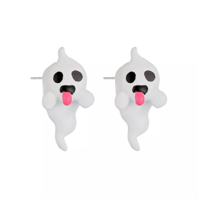Ghost and Pumpkin Dangle Earrings featuring playful ghost designs for Halloween festivities