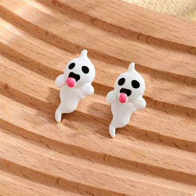Cute Ghost and Pumpkin Dangle Earrings with Whimsical Design for Halloween Accessories