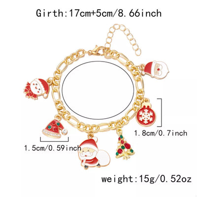 Gold-Plated Charm Bracelet featuring festive holiday charms like Santa and Christmas tree decorations