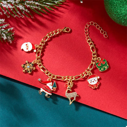 Gold-Plated Charm Bracelet featuring festive holiday charms for a stylish accessory