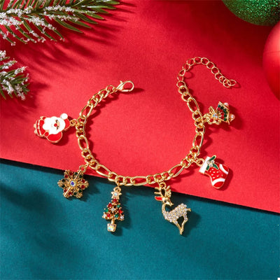 Gold-Plated Charm Bracelet with Festive Charms for Holiday Celebrations