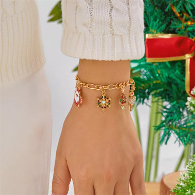 Gold-Plated Charm Bracelet featuring colorful charms, perfect for festive occasions