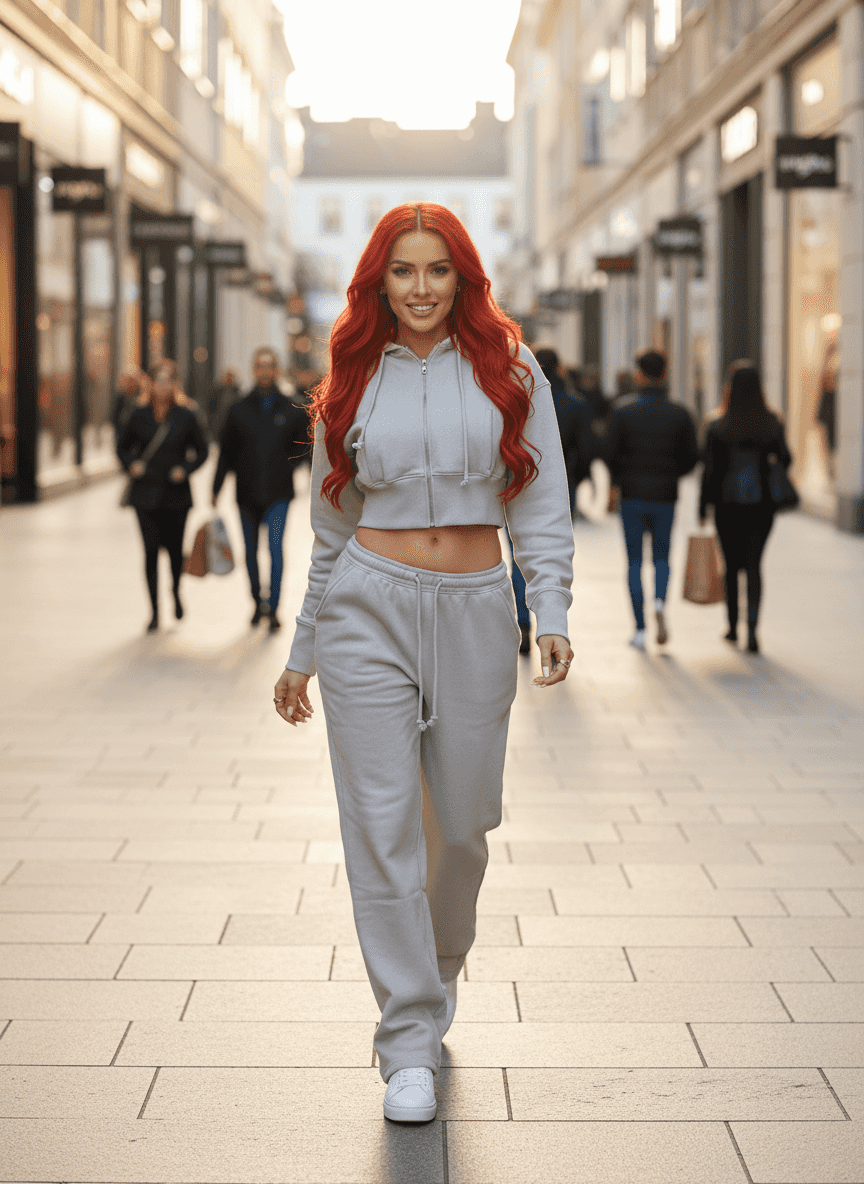 Cropped Hoodie & Sweatpants - Trendy Athleisure Set - Fashions Envy