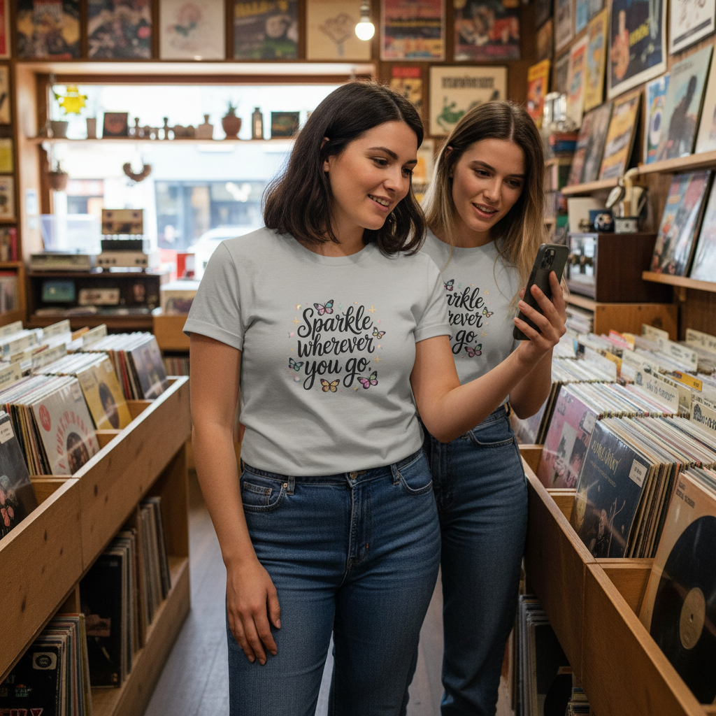Gray T-Shirt Record Store