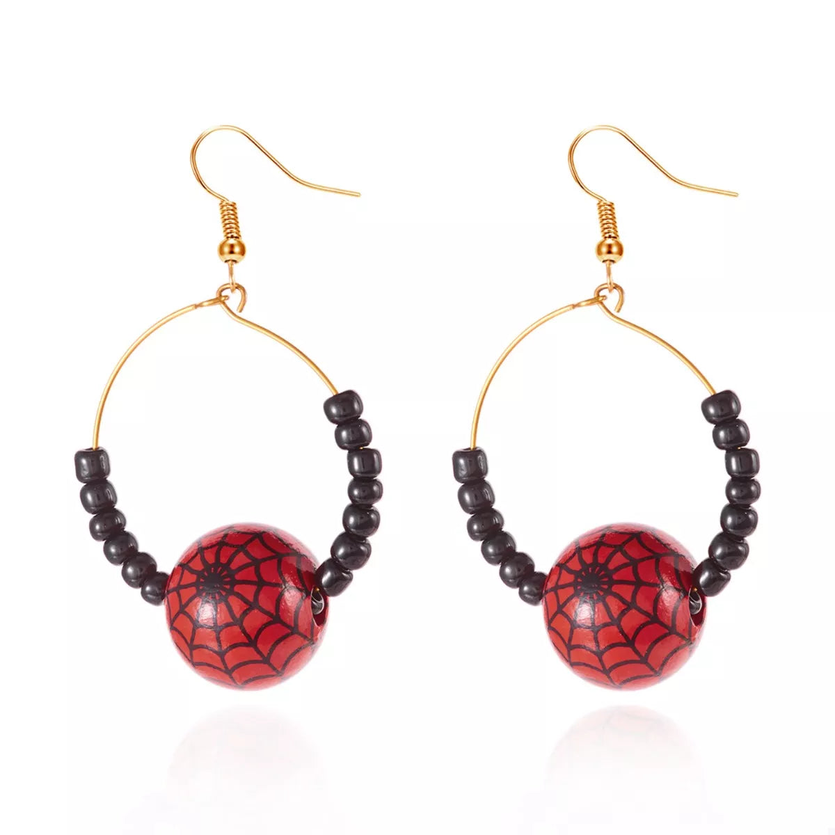 Trendsi Halloween Bead Earrings featuring spider web design and black beads for festive style