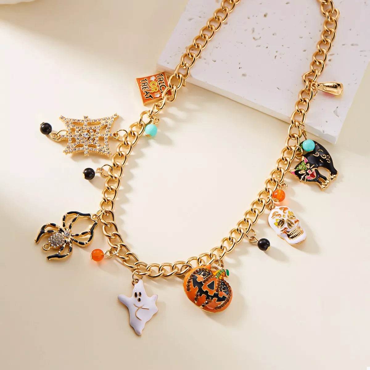 Halloween Charm Necklace - 18K Gold Plated Festive Pendant - Fashions Envy
