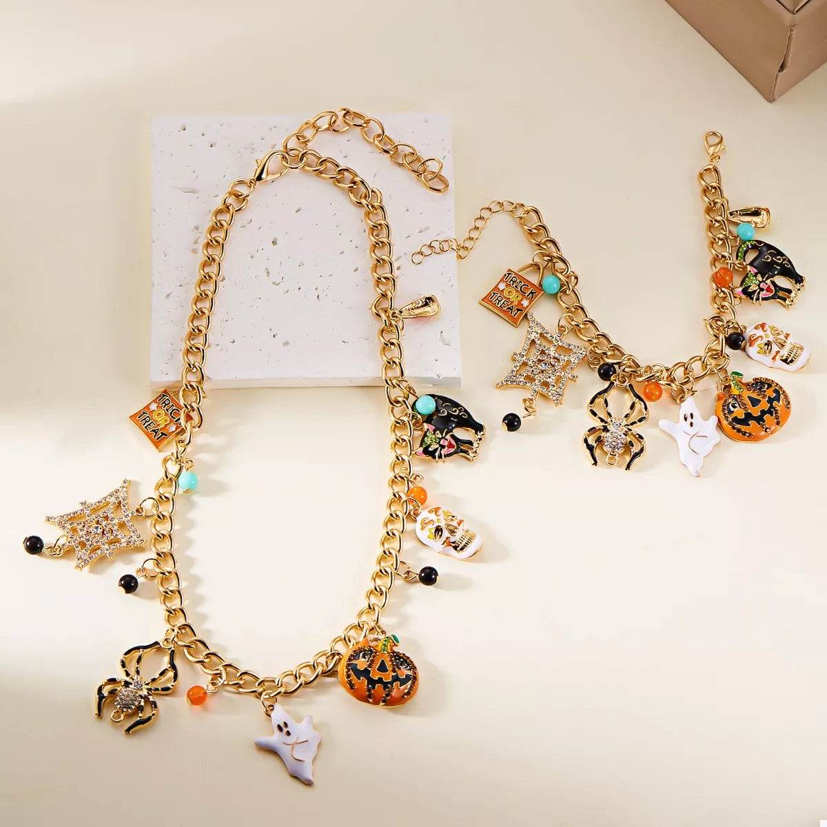 Halloween Charm Necklace - 18K Gold Plated Festive Pendant - Fashions Envy