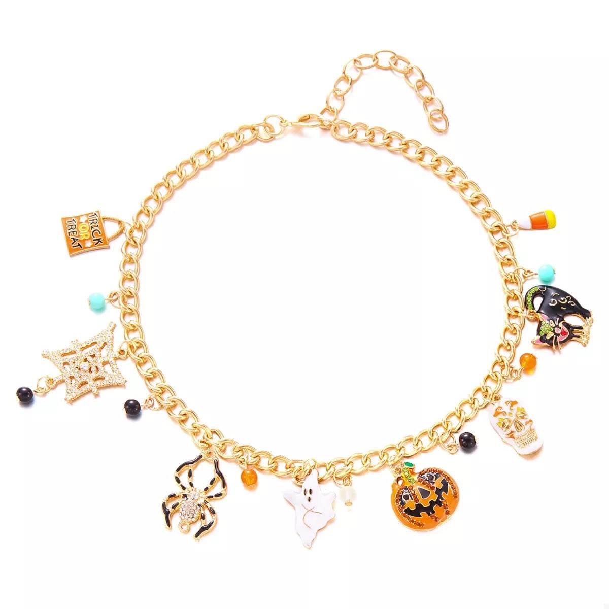 Halloween Charm Necklace - 18K Gold Plated Festive Pendant - Fashions Envy