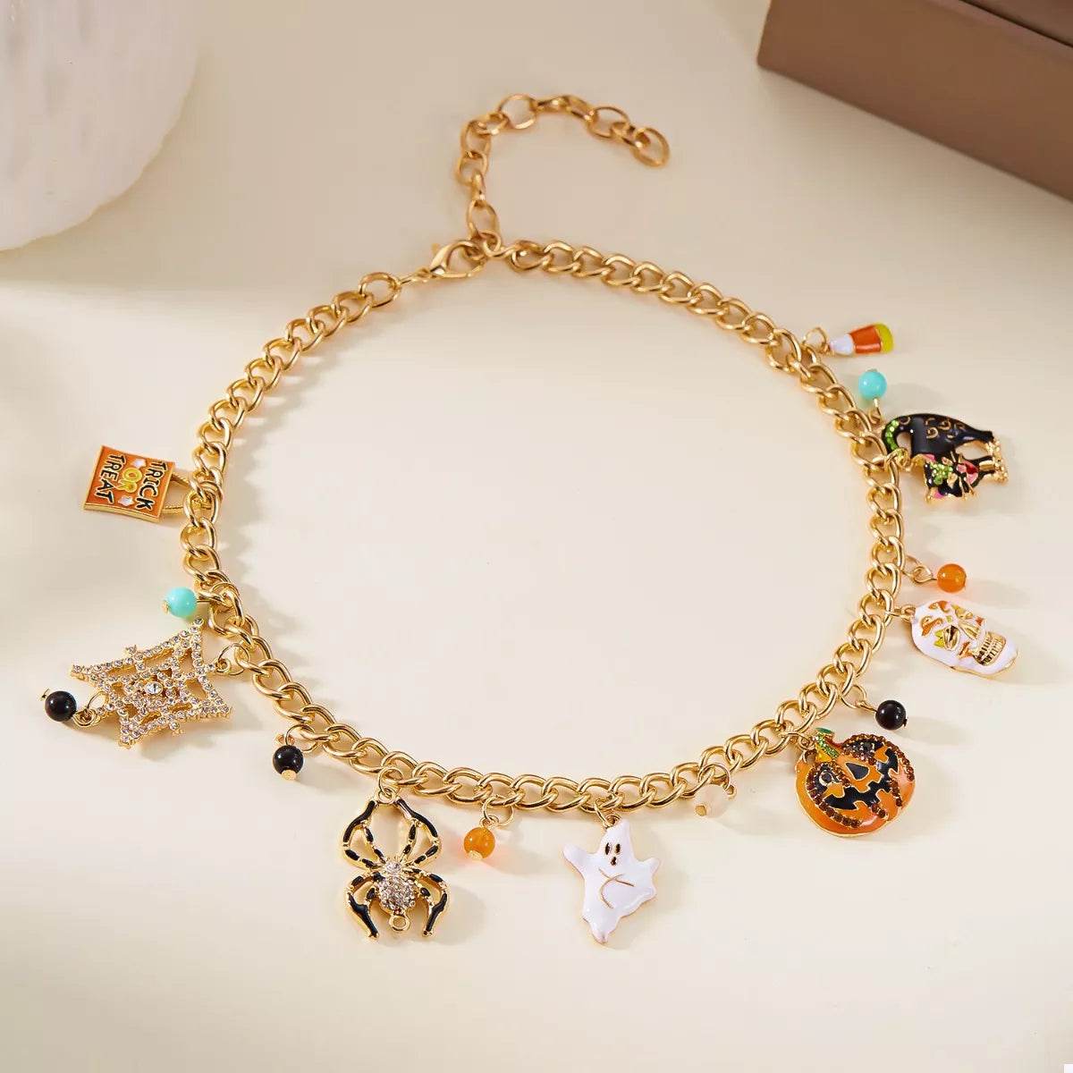 Halloween Charm Necklace - 18K Gold Plated Festive Pendant - Fashions Envy