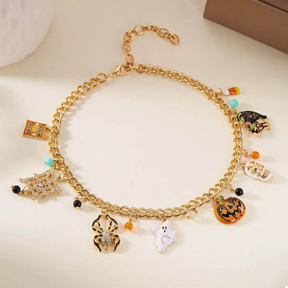 Halloween Charm Necklace - 18K Gold Plated Festive Pendant - Fashions Envy