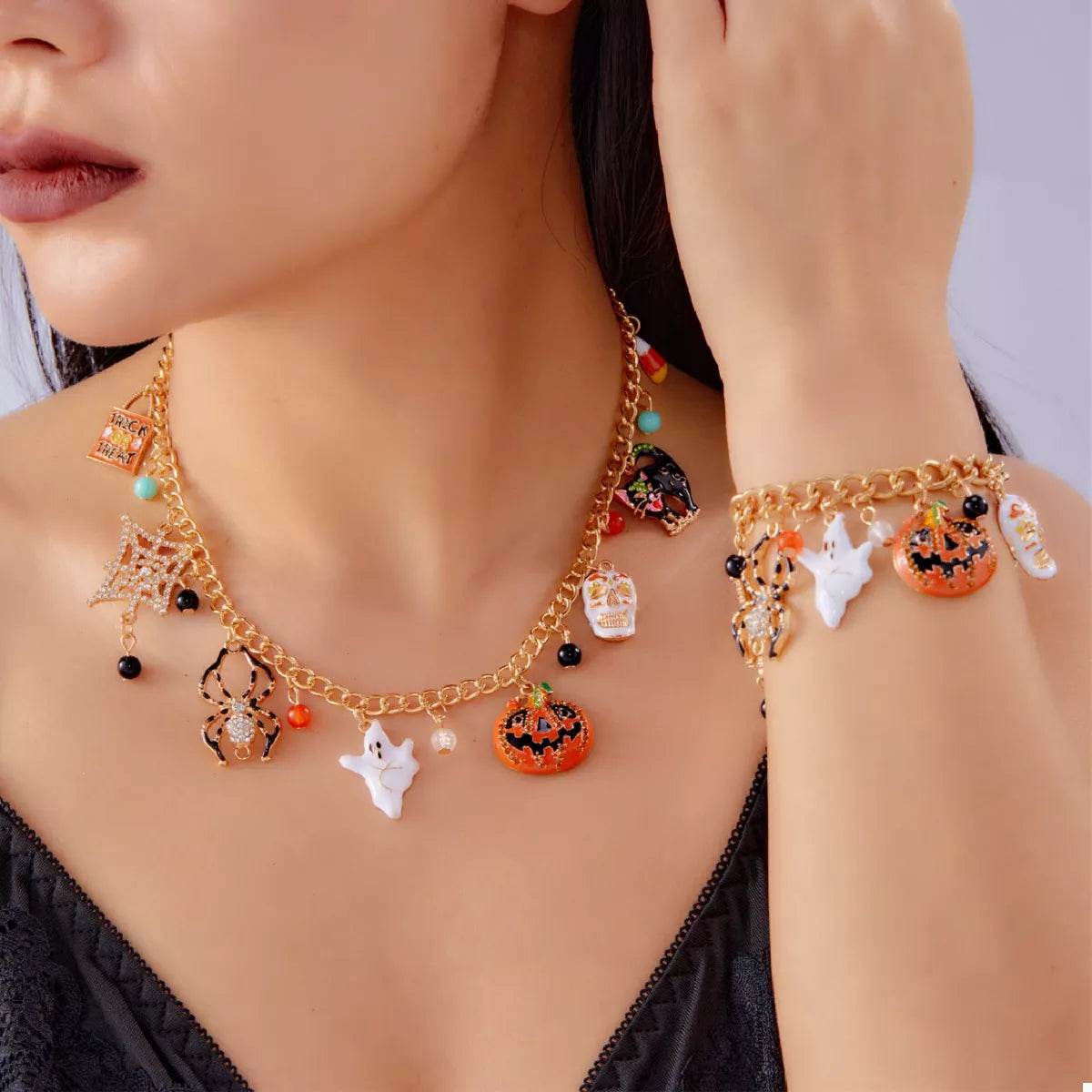 Halloween Charm Necklace - 18K Gold Plated Festive Pendant - Fashions Envy