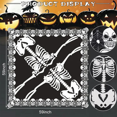 Halloween Costume Skeleton Skull Bones Lace Cape Shawl Poncho - Fashions Envy