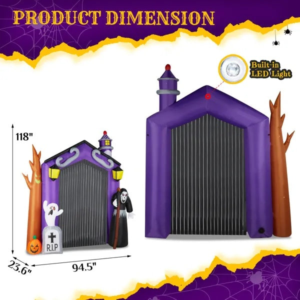 9.8 FT Halloween Inflatables Haunted House Castle Archway Outdoor Decorations - Fashions Envy