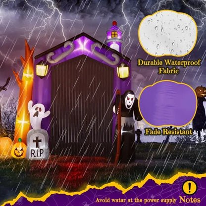 9.8 FT Halloween Inflatables Haunted House Castle Archway Outdoor Decorations - Fashions Envy