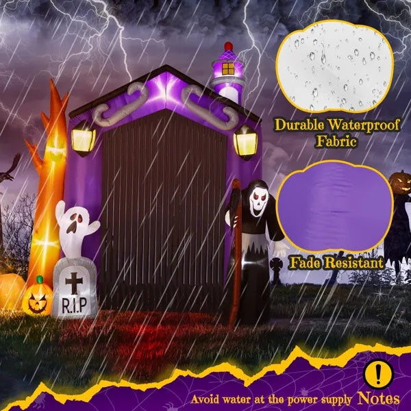 9.8 FT Halloween Inflatables Haunted House Castle Archway Outdoor Decorations - Fashions Envy