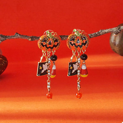 Halloween Pumpkin Earrings with Halloween Charms - Fashions Envy