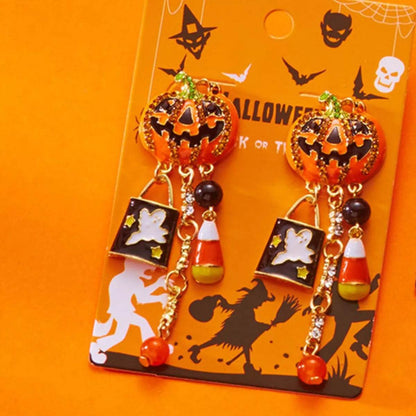 Halloween Pumpkin Earrings with Halloween Charms - Fashions Envy