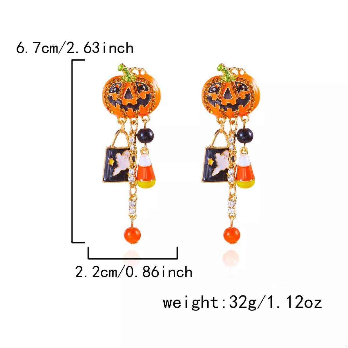 Halloween Pumpkin Earrings with Halloween Charms - Fashions Envy