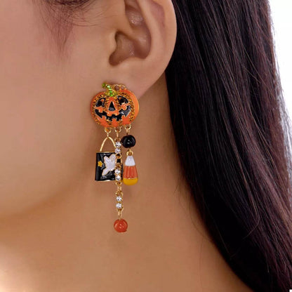 Halloween Pumpkin Earrings with Halloween Charms - Fashions Envy
