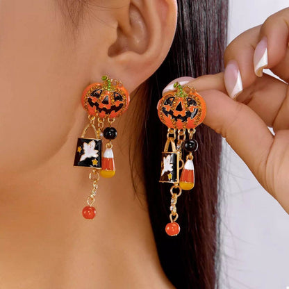Halloween Pumpkin Earrings with Halloween Charms - Fashions Envy