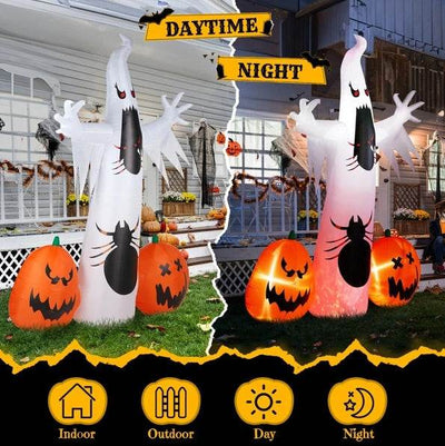 Halloween Ghost Spider Pumpkin Inflatable - 11.8 FT Outdoor Decoration - Fashions Envy