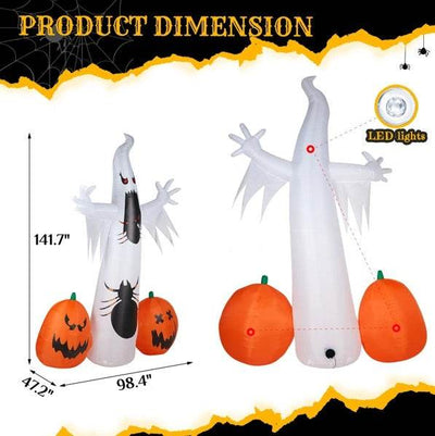 Halloween Ghost Spider Pumpkin Inflatable - 11.8 FT Outdoor Decoration - Fashions Envy