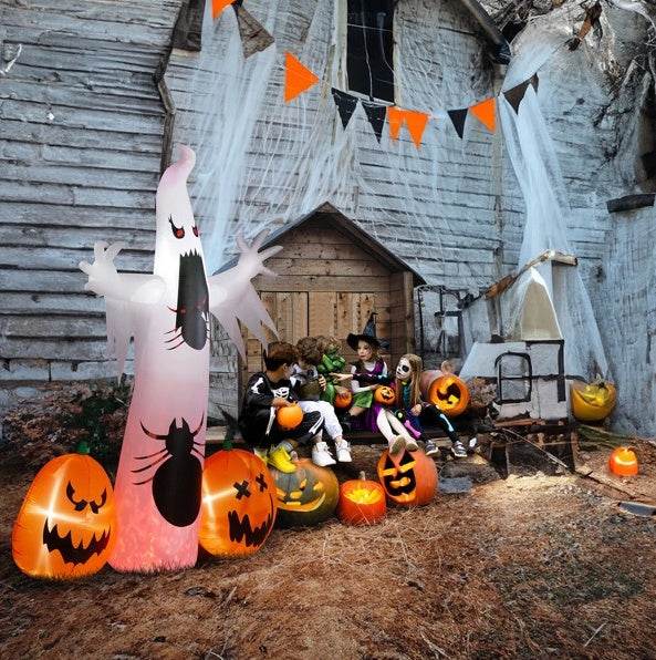 Halloween Ghost Spider Pumpkin Inflatable - 11.8 FT Outdoor Decoration - Fashions Envy