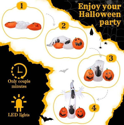 Halloween Ghost Spider Pumpkin Inflatable - 11.8 FT Outdoor Decoration - Fashions Envy