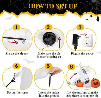 Halloween Ghost Spider Pumpkin Inflatable - 11.8 FT Outdoor Decoration - Fashions Envy