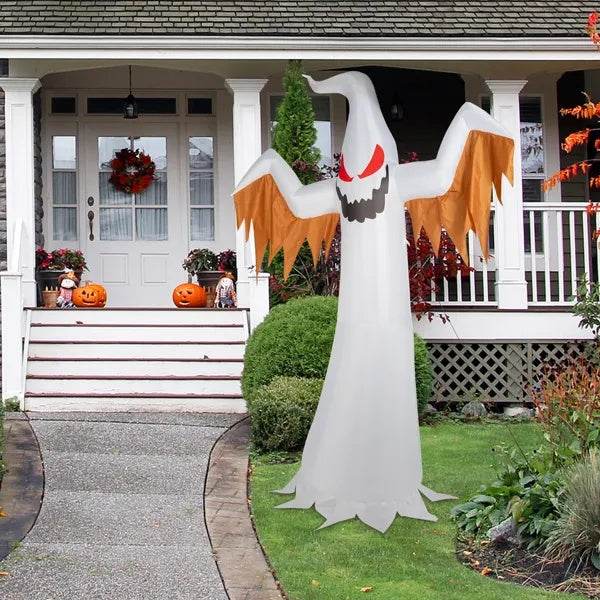 Giant 12ft Scary Inflatable Halloween Ghost Flames And Flashing Red Eyes Decoration - Fashions Envy