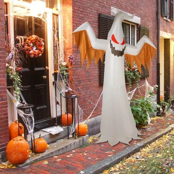 Giant 12ft Scary Inflatable Halloween Ghost Flames And Flashing Red Eyes Decoration - Fashions Envy