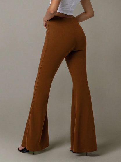 Trendsi High Waist Flare Pants in brown for a stylish and comfortable everyday look