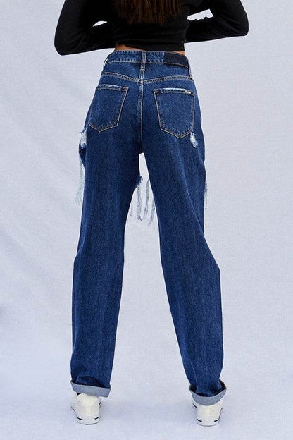 Insane Gene High Waisted Baggy Jeans with Distressed Details for a Casual Look
