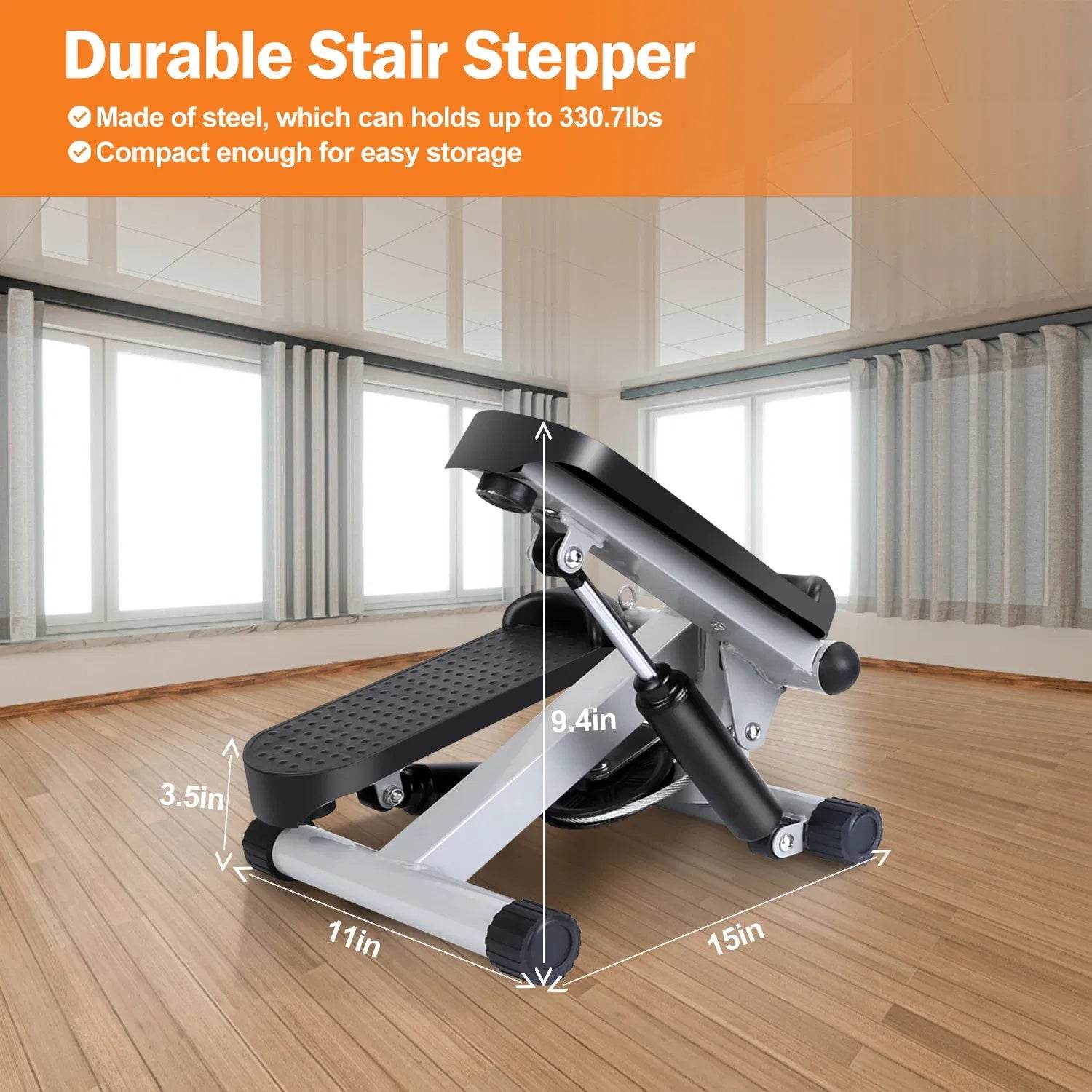 Mini Exercise Stepper with Resistance Bands - LCD Monitor Fitness Stepper - Fashions Envy