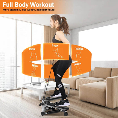 Mini Exercise Stepper with Resistance Bands - LCD Monitor Fitness Stepper - Fashions Envy