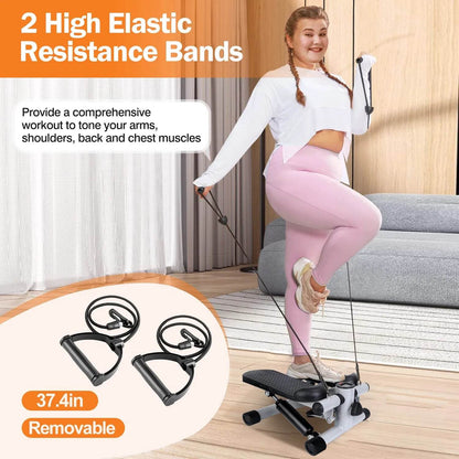 Mini Exercise Stepper with Resistance Bands - LCD Monitor Fitness Stepper - Fashions Envy