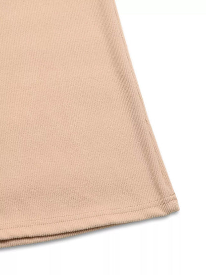 Soft beige fabric of a Hoodie and Pants Set with a ribbed texture for a cozy look