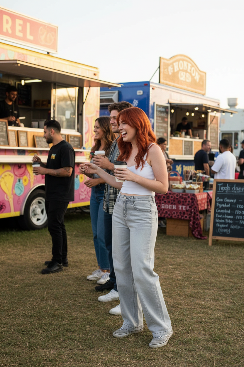 RISEN Slouchy Baggy Jeans - Contrast Stitching Relaxed Fit - Fashions Envy