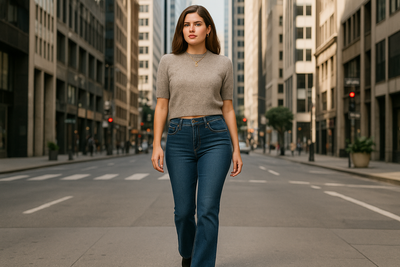 Urban Confidence - Dark Stone Wash Bootcut Jeans Lifestyle