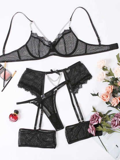 Sexy Lace Mesh Perspective Sexy Lingerie Set