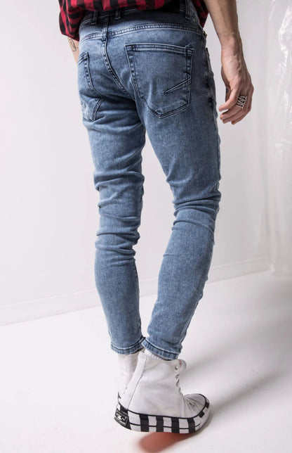 Classic Cotton Knit Denim Jeans with Pockets