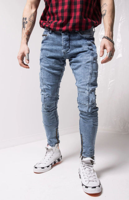 Classic Cotton Knit Denim Jeans with Pockets