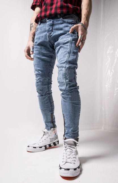 Classic Cotton Knit Denim Jeans with Pockets