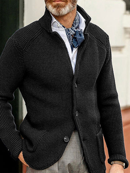 Men's Knitted Jacket Winter Sweater Stand Collar Cardigan