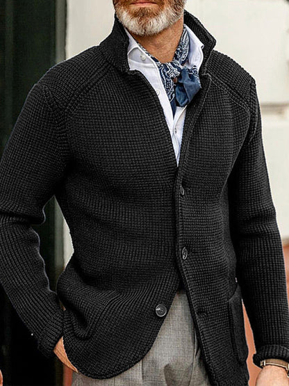 Men's Knitted Jacket Winter Sweater Stand Collar Cardigan